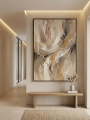 Textured Abstract Wall Painting | Beige Contemporary Canvas Art | Modern Minimalist Decor