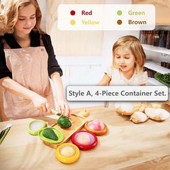 HAMS Silicone Fruit and Vegetable Storage Containers for Fridge, 2 Sets (8-Pack) – Reusable Airtight Produce Savers for Onion, Avocado, Tomato, Lemon & More – Freshness and Kitchen Organization