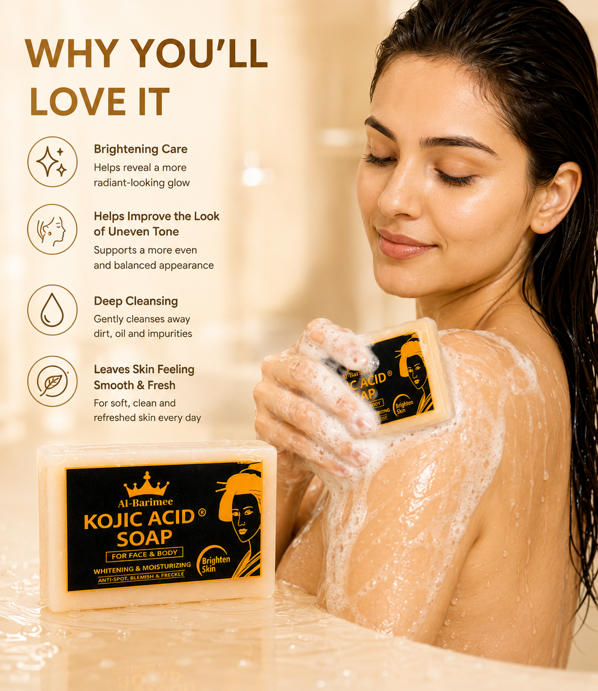 Kojic Acid Soap for Face & Body – 3 Pack Brightening & Moisturizing Soap Bars | Helps Improve the Appearance of Dark Spots, Blemishes & Uneven Skin Tone | Deep Cleansing Daily Skincare Bar
