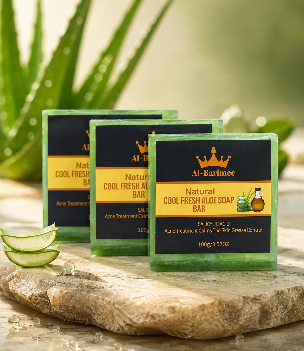 Natural Aloe Vera Soap Bar for Face & Body – 3 Pack | Cool Fresh Cleansing Soap with Tea Tree Oil & Salicylic Acid | Helps Cleanse Pores, Control Excess Oil & Support Acne-Prone Skin