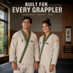 Premium Year of the Tiger BJJ Gi – Beige with Olive Green Trim