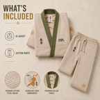 Premium Year of the Tiger BJJ Gi – Beige with Olive Green Trim