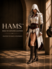 HAMS LEATHER HUB Genuine Cowhide Leather Warrior Costume for Women, Medieval Fantasy Leather Armor Outfit, Handmade Renaissance Cosplay Clothing