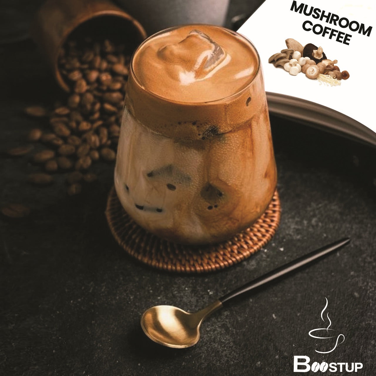 BOOSTUP Mushroom Coffee 10 in 1 – Premium Functional Mushroom Coffee Blend | Energy, Focus & Daily Wellness | 30 Servings (120g)