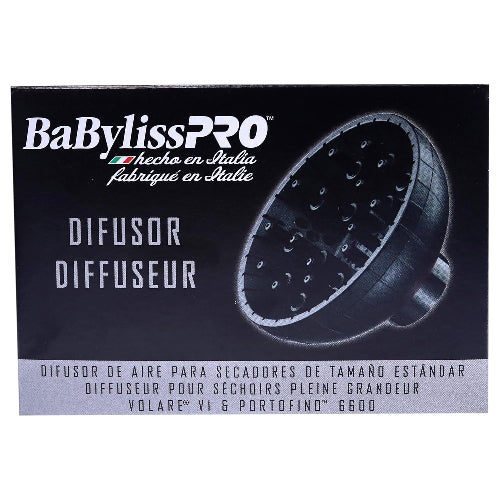 BaBylissPRO hair dryer diffuser packaging on a black background