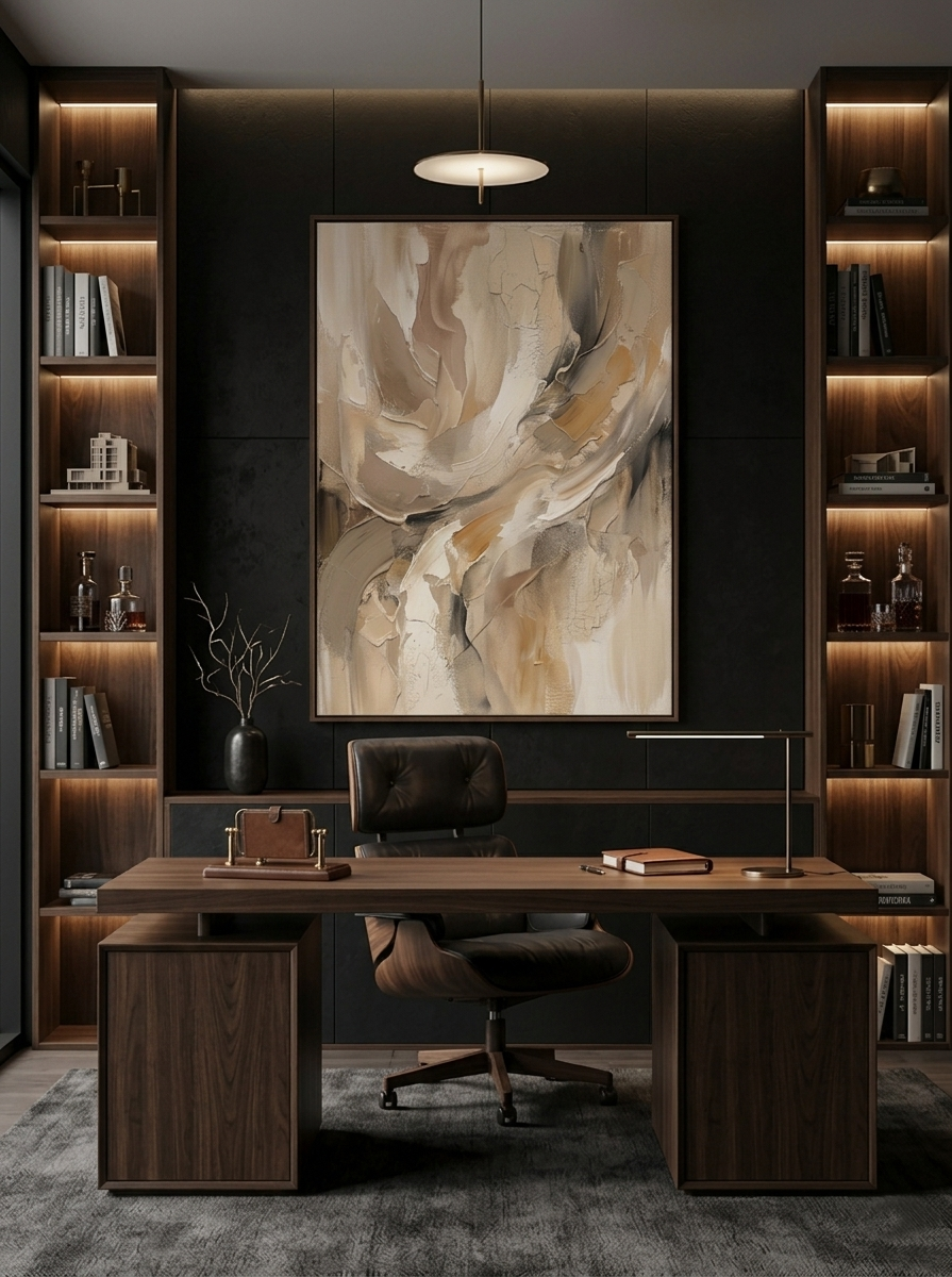 Textured Abstract Wall Painting | Beige Contemporary Canvas Art | Modern Minimalist Decor
