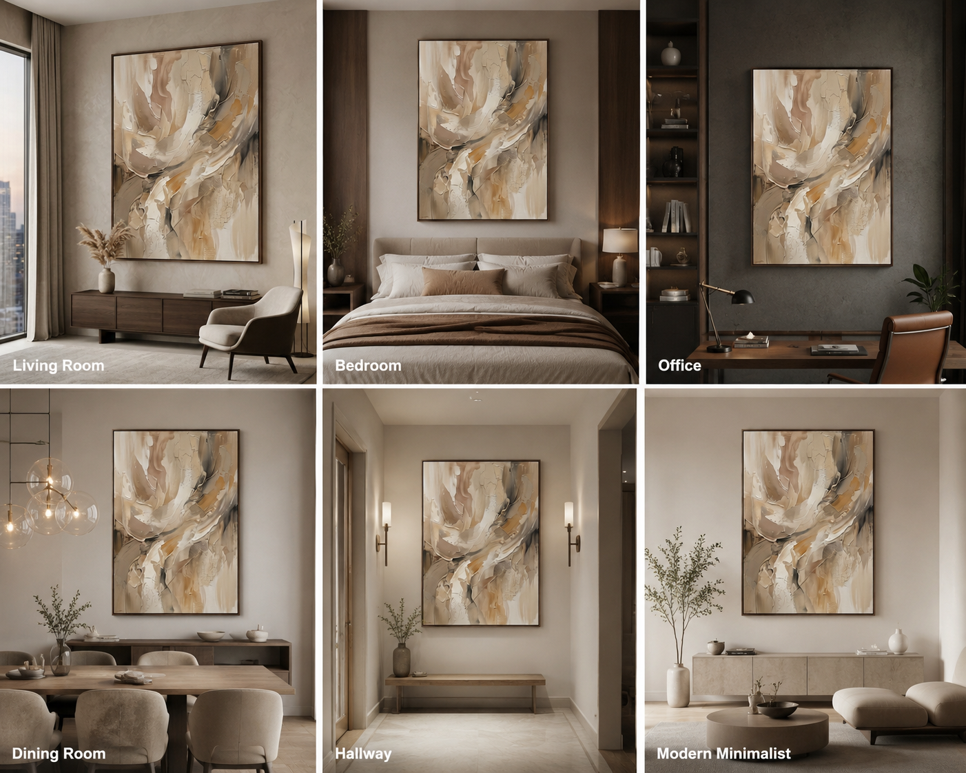 Textured Abstract Wall Painting | Beige Contemporary Canvas Art | Modern Minimalist Decor
