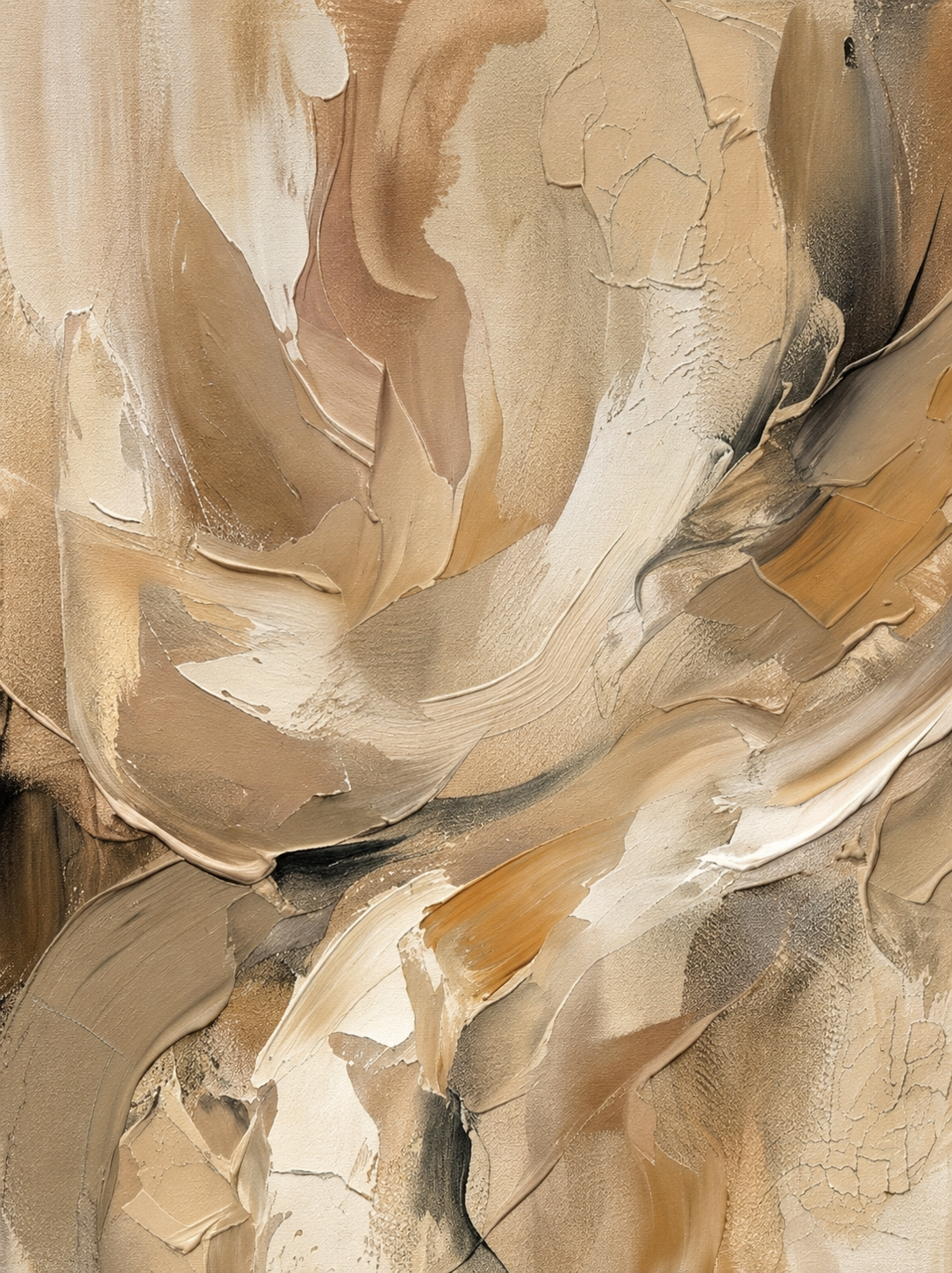 Textured Abstract Wall Painting | Beige Contemporary Canvas Art | Modern Minimalist Decor