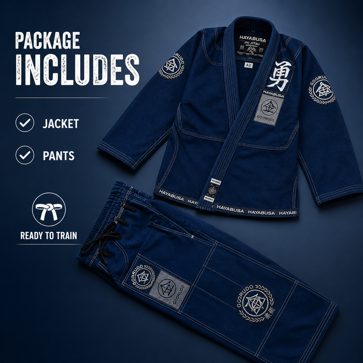 Premium Navy Blue BJJ Gi for Men & Women – 450 GSM Pearl Weave