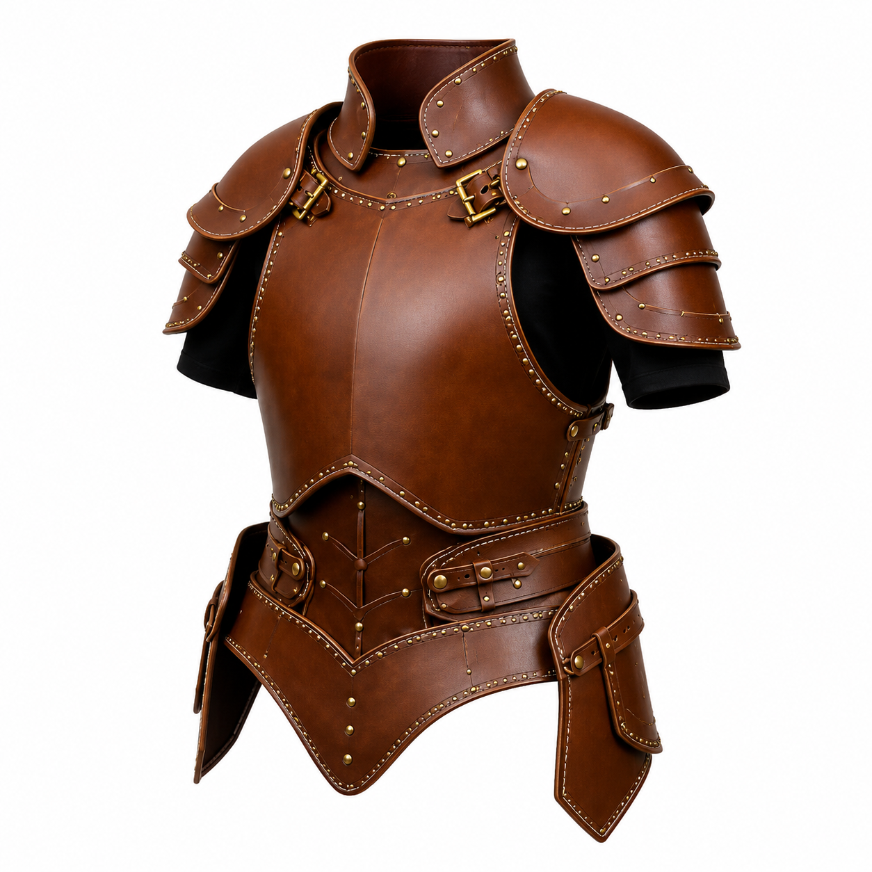 HAMS Premium Genuine Cow Leather Medieval Armor Chest Plate with Shoulder Guards for Men, Adjustable Leather Breastplate for LARP, Cosplay & Reenactment