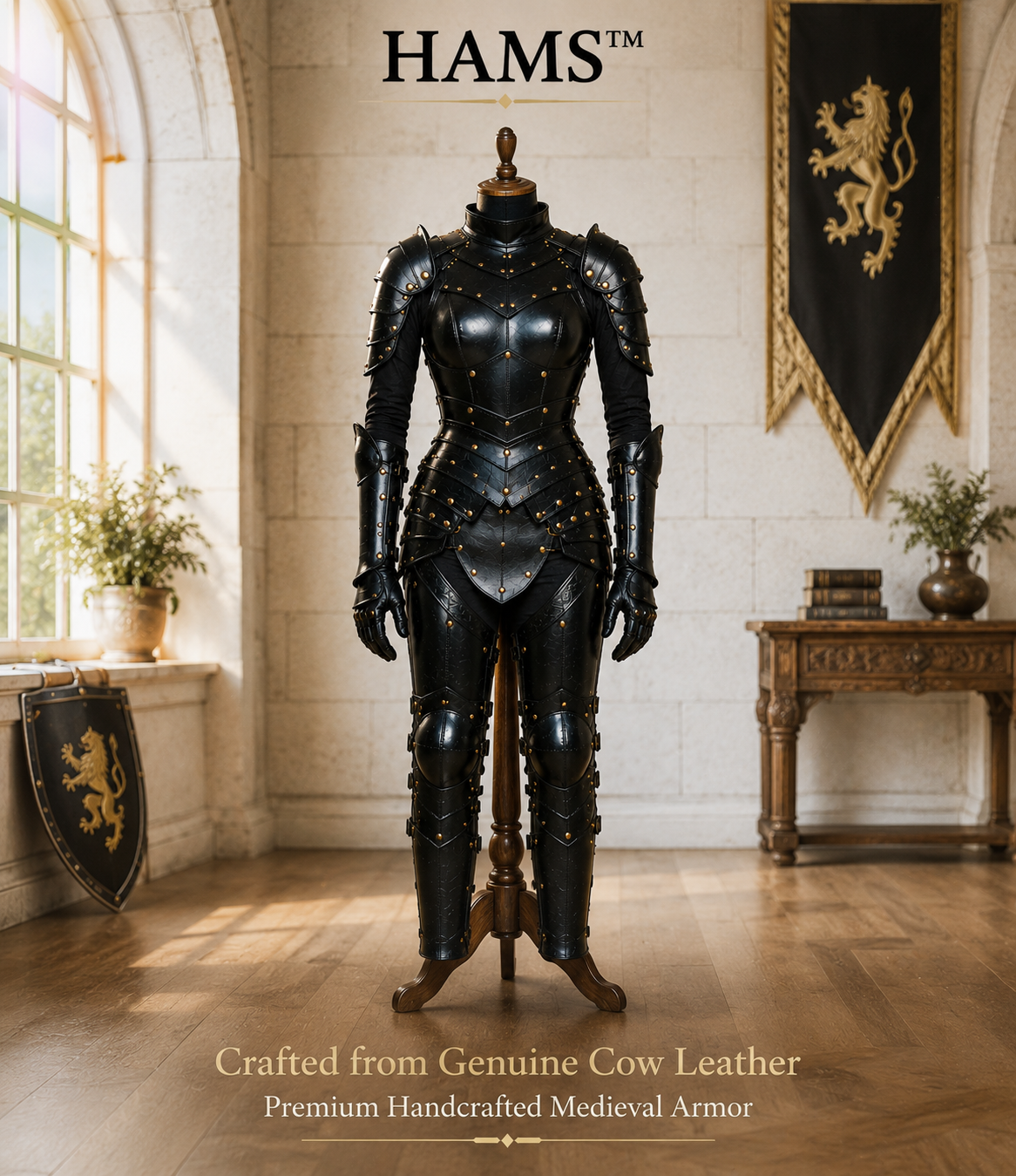 Women's Genuine Cow Leather Medieval Knight Armor Set