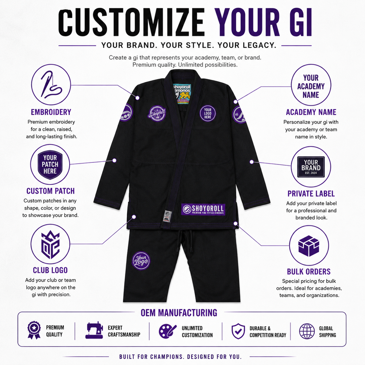 Shoyoroll 7th Sons Black BJJ Gi – 450 GSM Pearl Weave