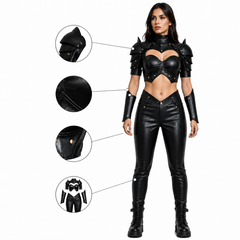 Women's Medieval Warrior Armor Costume – Premium Leather Gothic Knight Armor Set, Handmade Adjustable Cosplay Outfit for LARP, Renaissance Fair, Halloween & Fantasy Events
