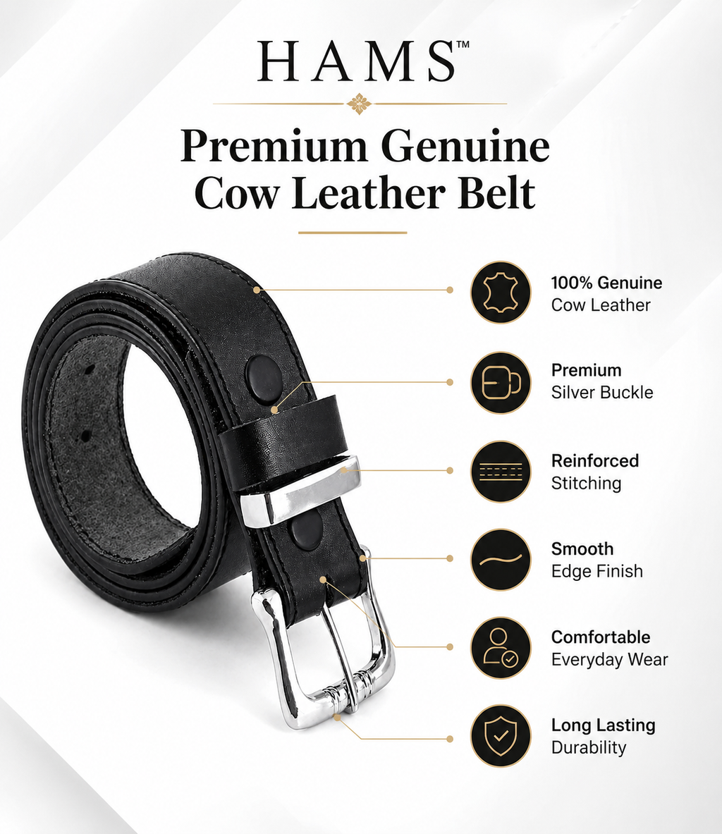 Men's Genuine Cowhide Leather Belt – Black