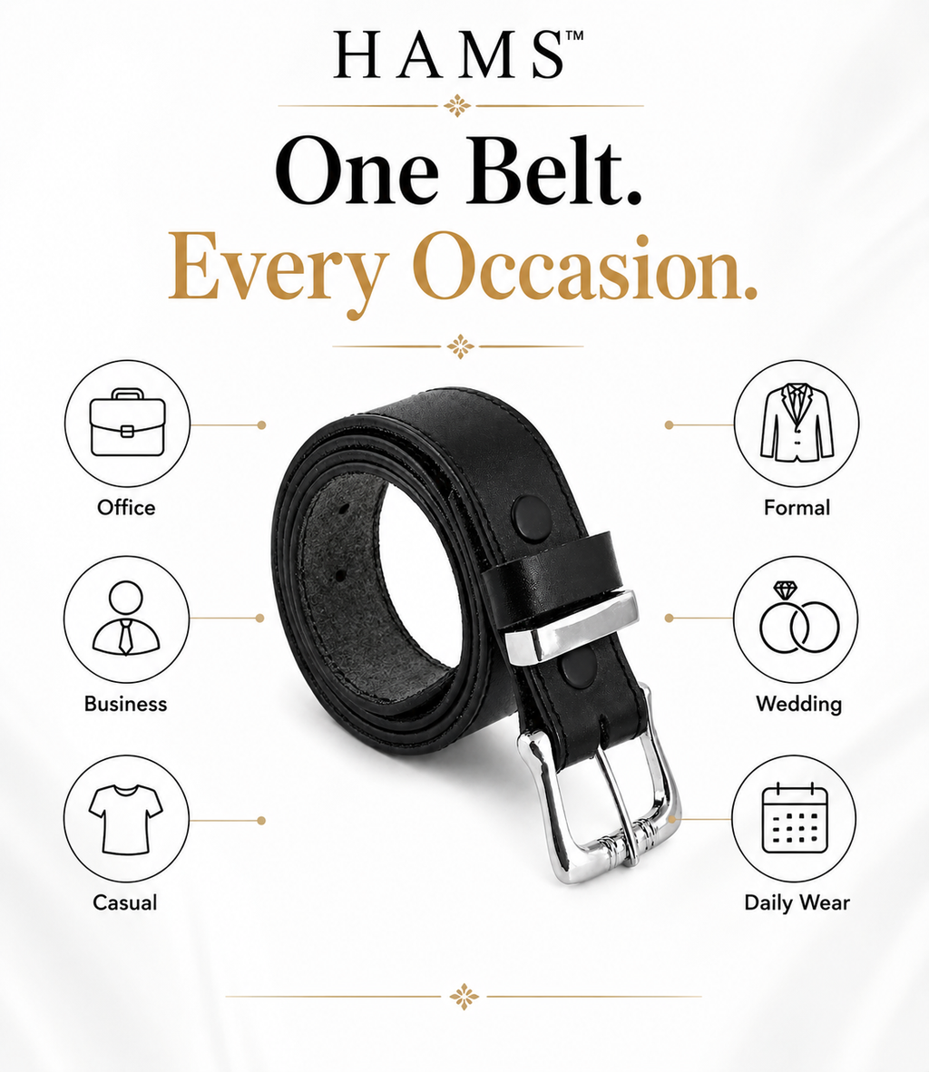 Men's Genuine Cowhide Leather Belt – Black