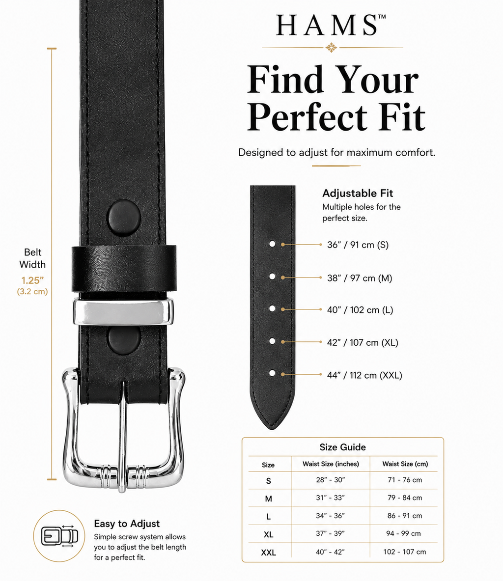 Men's Genuine Cowhide Leather Belt – Black