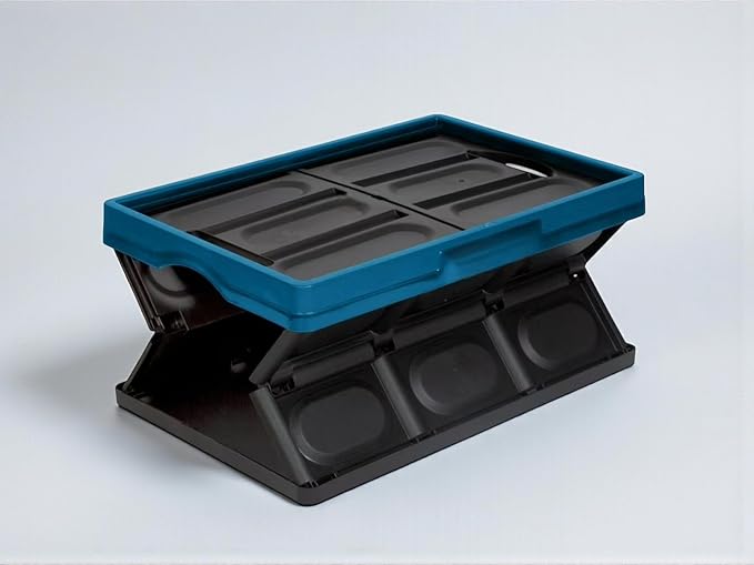 45L Collapsible Storage Bins for Car Trunk, Plastic Folding Storage Basket with Handles for Organizing and Storing, Black