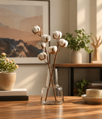 Elegant Glass Flower Vase for Modern Home Décor, Decorative Clear and Coloured Glass Vase with a Stylish Design, Ideal for Fresh Flower Arrangements, Living Room, Bedroom, Dining Table, Office and Contemporary Interior Decoration.