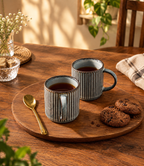 Stoneware Espresso Cups and Saucers Set of 4 – Reactive Glaze Coffee Cup Set