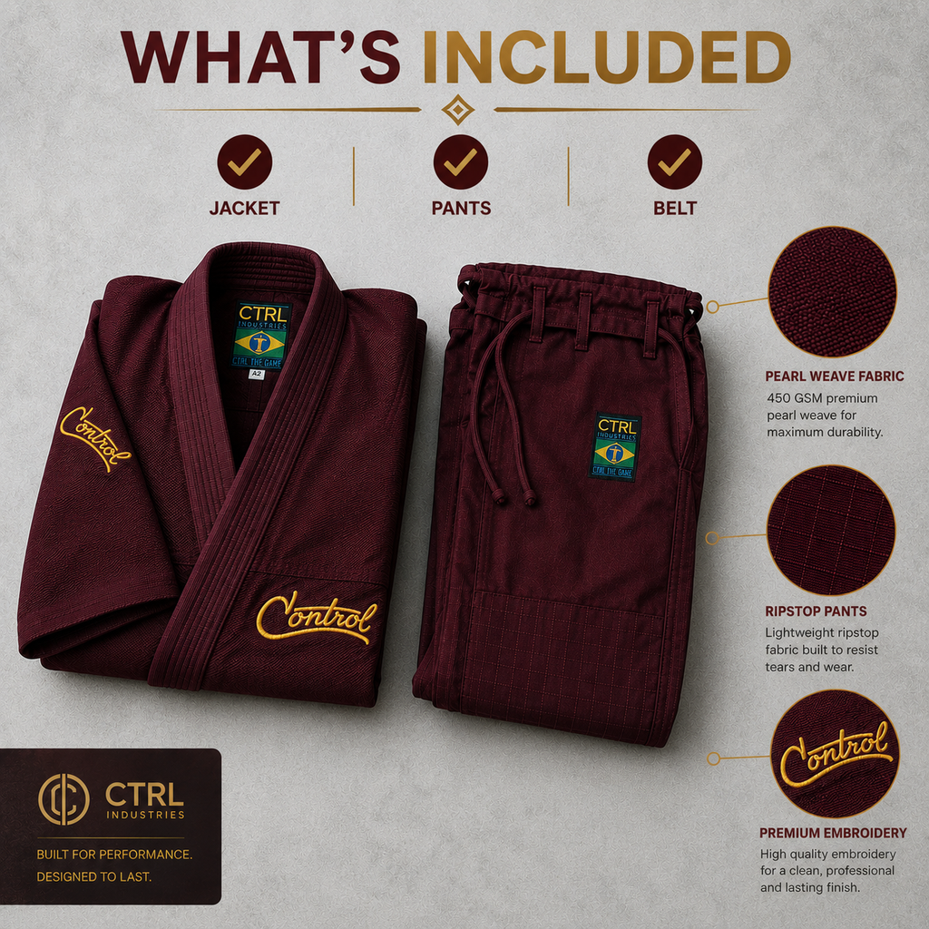 Premium Deep Burgundy BJJ Gi for Men & Women – 450 GSM Pearl Weave