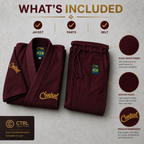 Premium Deep Burgundy BJJ Gi for Men & Women – 450 GSM Pearl Weave