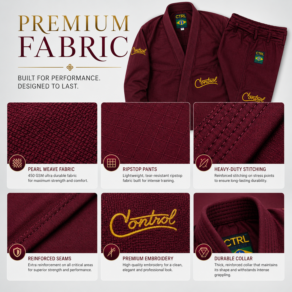 Premium Deep Burgundy BJJ Gi for Men & Women – 450 GSM Pearl Weave