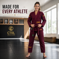 Premium Deep Burgundy BJJ Gi for Men & Women – 450 GSM Pearl Weave