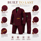 Premium Deep Burgundy BJJ Gi for Men & Women – 450 GSM Pearl Weave