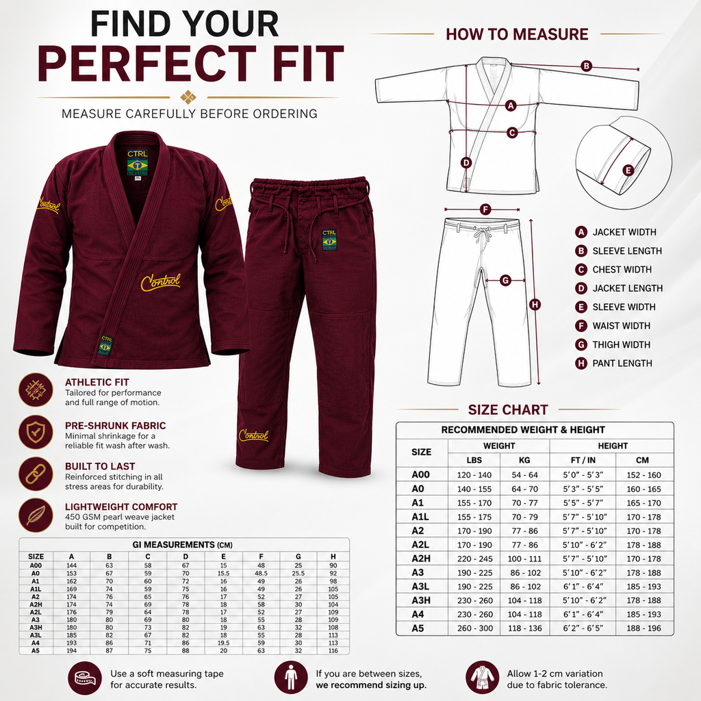 Premium Deep Burgundy BJJ Gi for Men & Women – 450 GSM Pearl Weave
