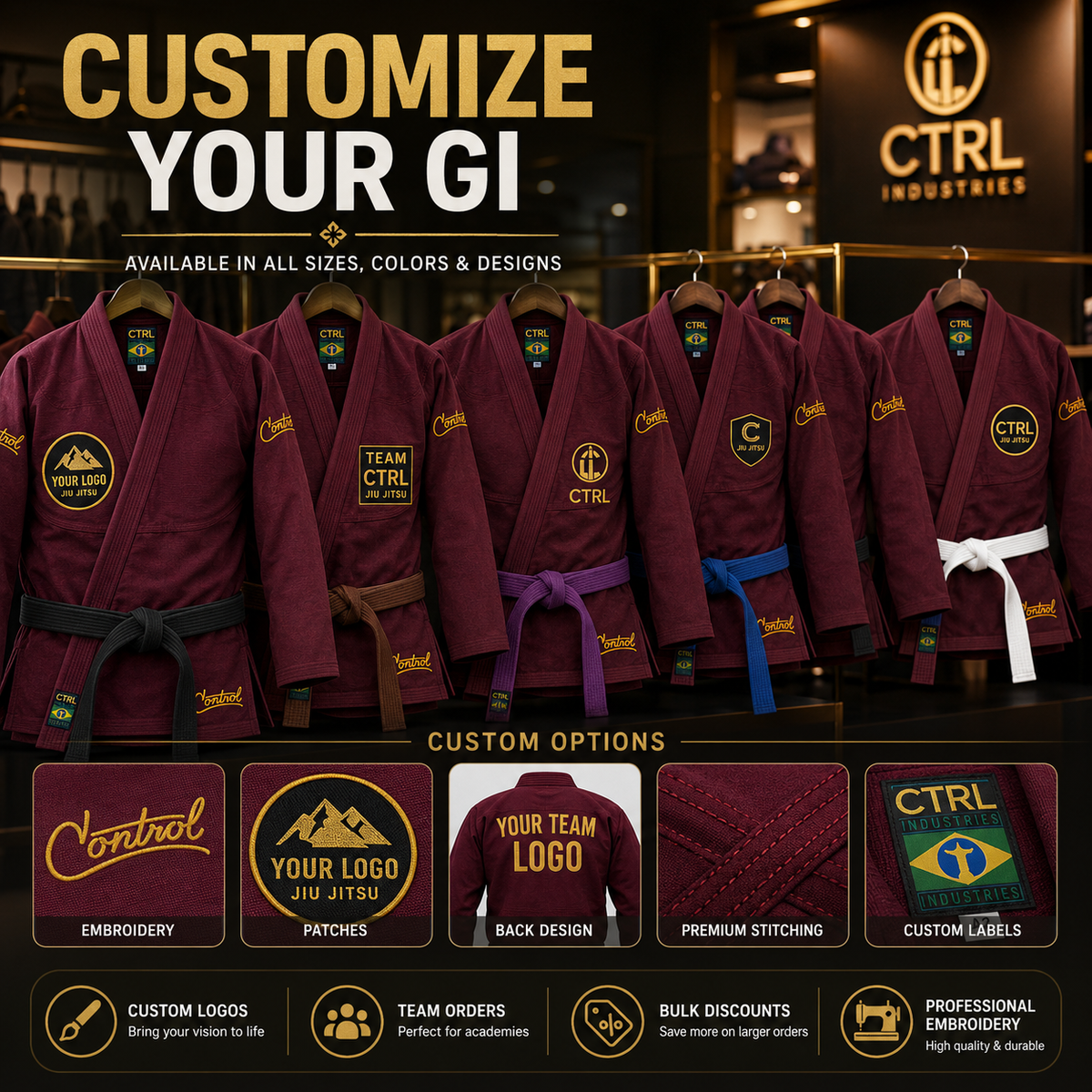 Premium Deep Burgundy BJJ Gi for Men & Women – 450 GSM Pearl Weave