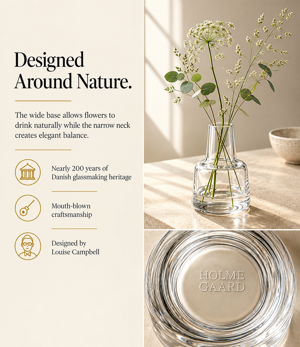 Elegant Glass Flower Vase for Modern Home Décor, Decorative Clear and Coloured Glass Vase with a Stylish Design, Ideal for Fresh Flower Arrangements, Living Room, Bedroom, Dining Table, Office and Contemporary Interior Decoration.