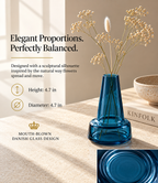 Elegant Glass Flower Vase for Modern Home Décor, Decorative Clear and Coloured Glass Vase with a Stylish Design, Ideal for Fresh Flower Arrangements, Living Room, Bedroom, Dining Table, Office and Contemporary Interior Decoration.