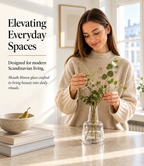 Elegant Glass Flower Vase for Modern Home Décor, Decorative Clear and Coloured Glass Vase with a Stylish Design, Ideal for Fresh Flower Arrangements, Living Room, Bedroom, Dining Table, Office and Contemporary Interior Decoration.