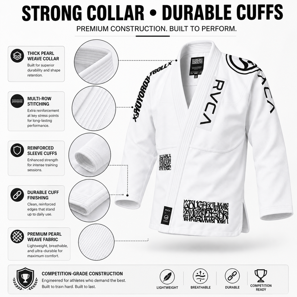 Elite White BJJ Gi for Men – Premium Pearl Weave Competition Uniform