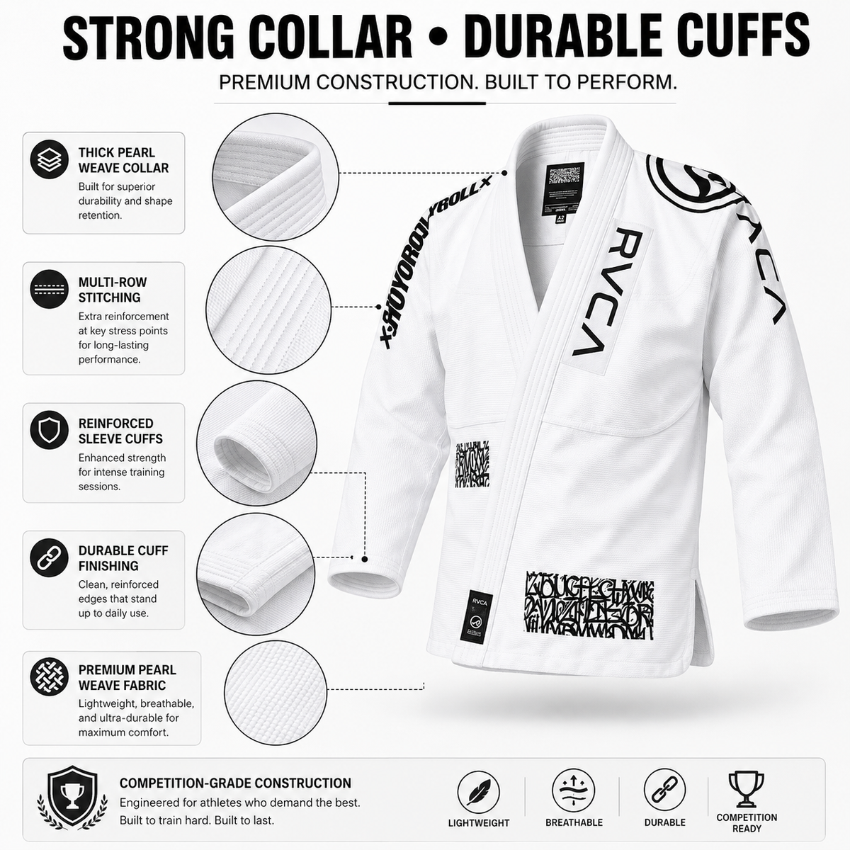 Elite White BJJ Gi for Men – Premium Pearl Weave Competition Uniform