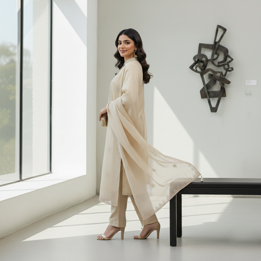 Elegance in Raw Silk - Emerald Green Straight Kurta Set with Antique Zari Embroidery - Latest Collection