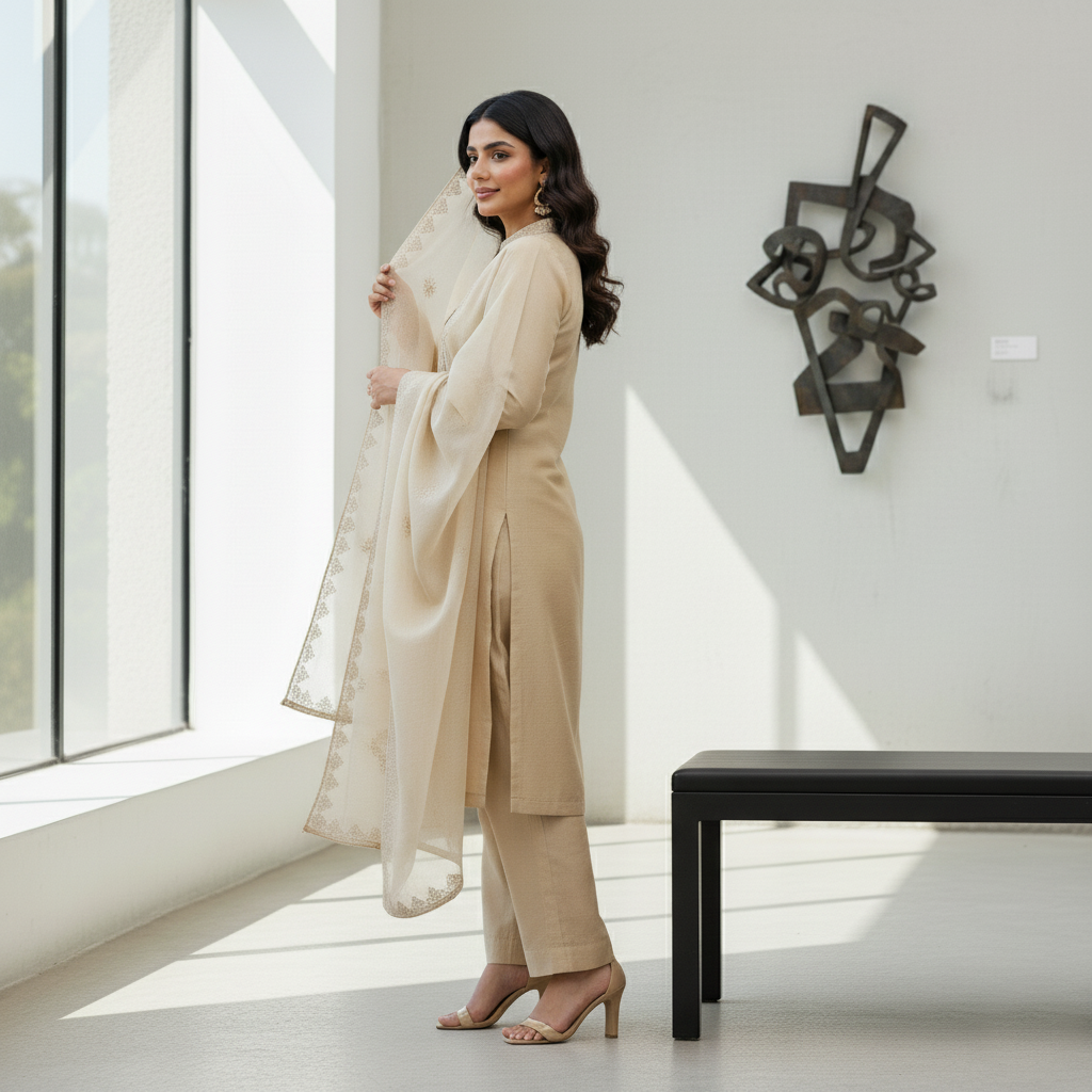 Elegance in Raw Silk - Emerald Green Straight Kurta Set with Antique Zari Embroidery - Latest Collection