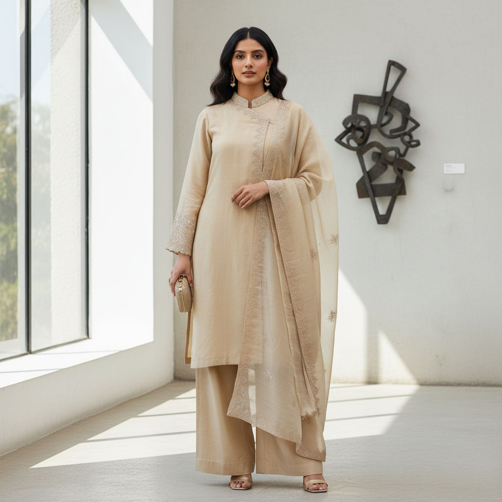 Elegance in Raw Silk - Emerald Green Straight Kurta Set with Antique Zari Embroidery - Latest Collection