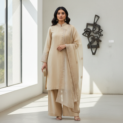 Elegance in Raw Silk - Emerald Green Straight Kurta Set with Antique Zari Embroidery - Latest Collection