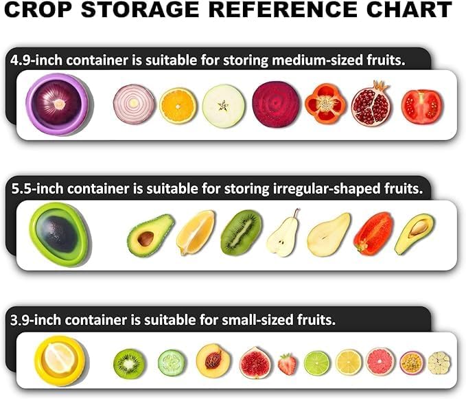 HAMS Silicone Fruit and Vegetable Storage Containers for Fridge, 2 Sets (8-Pack) – Reusable Airtight Produce Savers for Onion, Avocado, Tomato, Lemon & More – Freshness and Kitchen Organization
