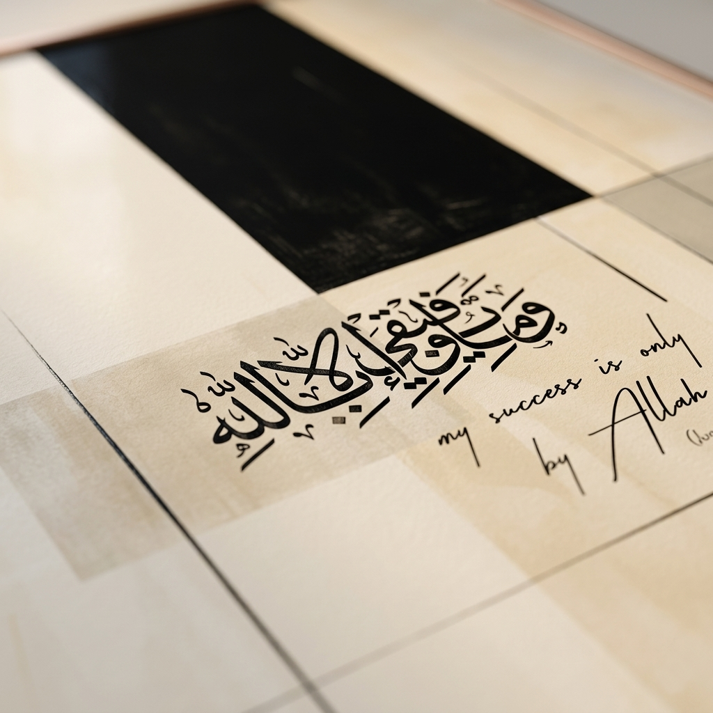 Beige Black Arabic Calligraphy Canvas Art – Modern Abstract Neutral Living Room Painting