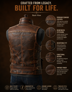 Handmade Full Grain Cowhide Leather Utility Vest with Multiple Pockets