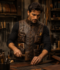 Handmade Full Grain Cowhide Leather Utility Vest with Multiple Pockets