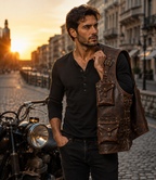 Handmade Full Grain Cowhide Leather Utility Vest with Multiple Pockets