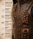 Handmade Full Grain Cowhide Leather Utility Vest with Multiple Pockets