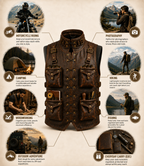 Handmade Full Grain Cowhide Leather Utility Vest with Multiple Pockets