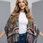 Premium Navy Blue Multicolor Paisley Wool Scarf for Women