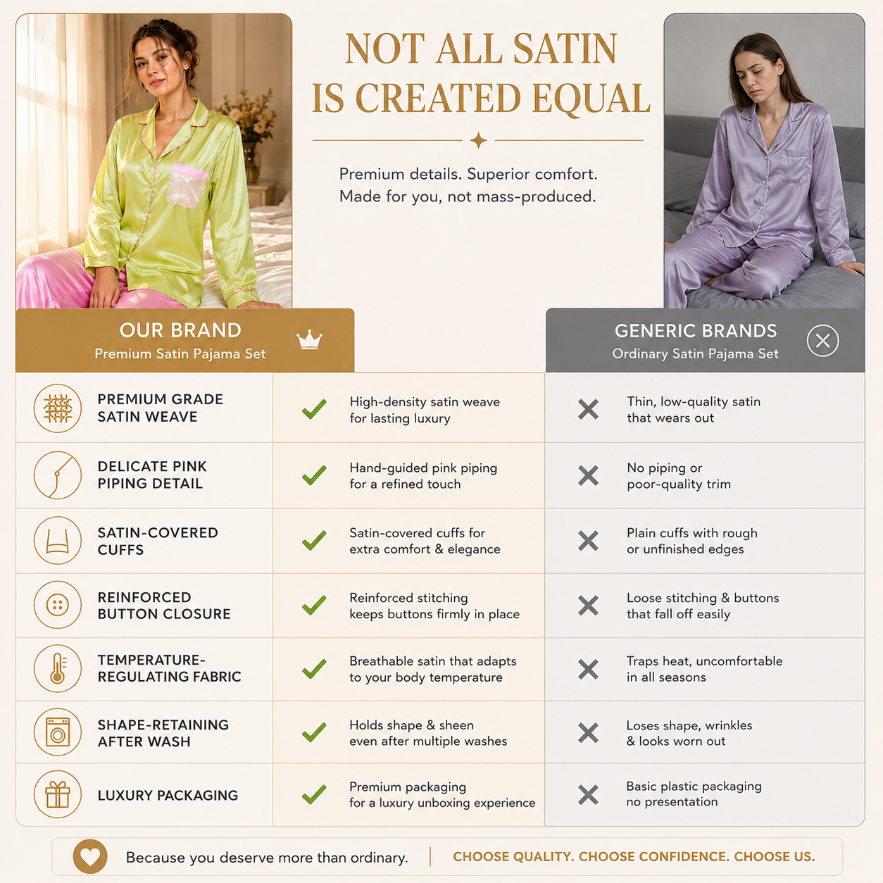 HAMS 3-Piece Satin Pajama Set for Women in Pistachio Green & Pink | Long Sleeve Cardigan, Wide-Leg Pants, Elastic Waist, Side Slit, All-Season Loungewear