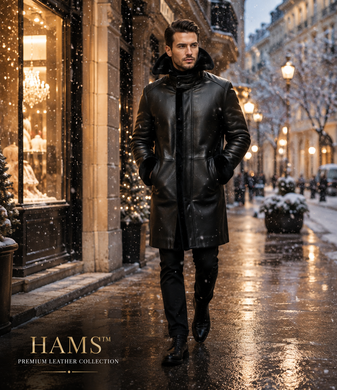 Genuine Cowhide Leather Shearling Coat for Men | Luxury Full Grain Leather Winter Jacket | Fur Collar Leather Overcoat | Handmade Cold Weather Coat