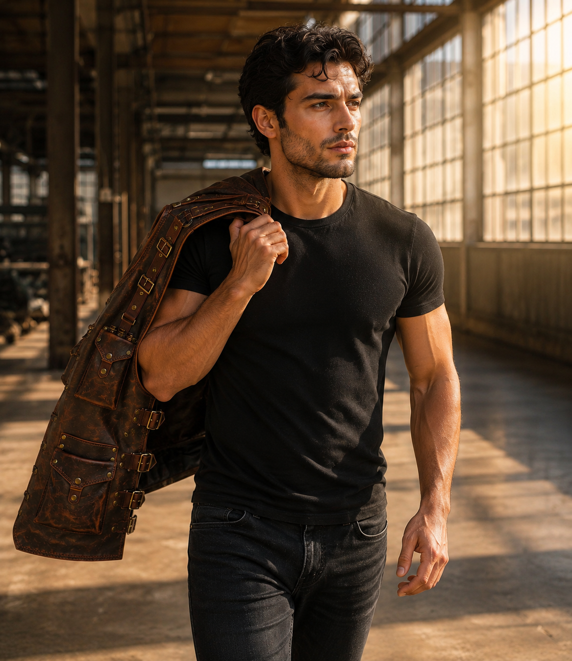 Handmade Full Grain Leather Utility Vest | Men's Work Tool Vest for Carpenter, Woodworker, Photographer, Motorcycle, Hiking, Camping & EDC Gear